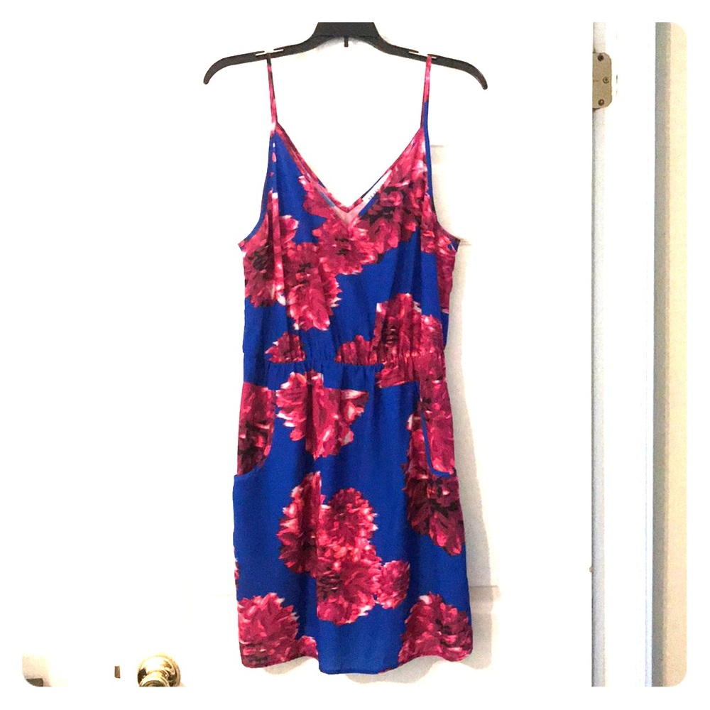 Amanda U. Royal blue and pink flower dress